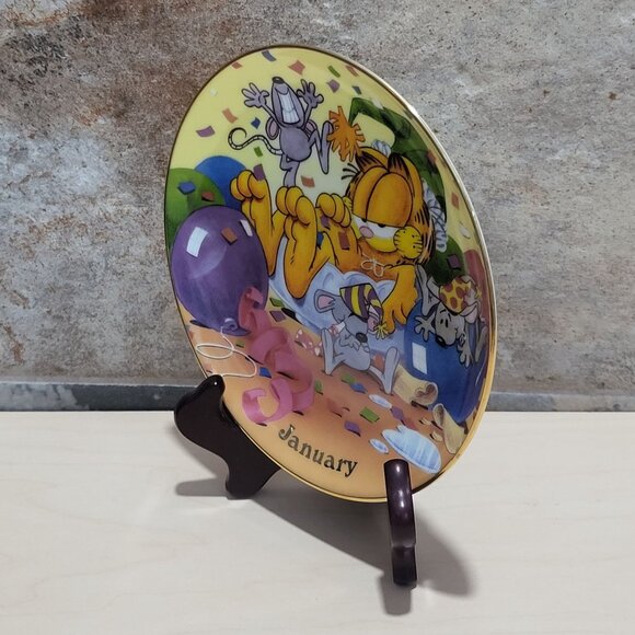 Garfield Calendar January Plate Jim Davis Plate No A 1444 Danbury Mint - Picture 11 of 14